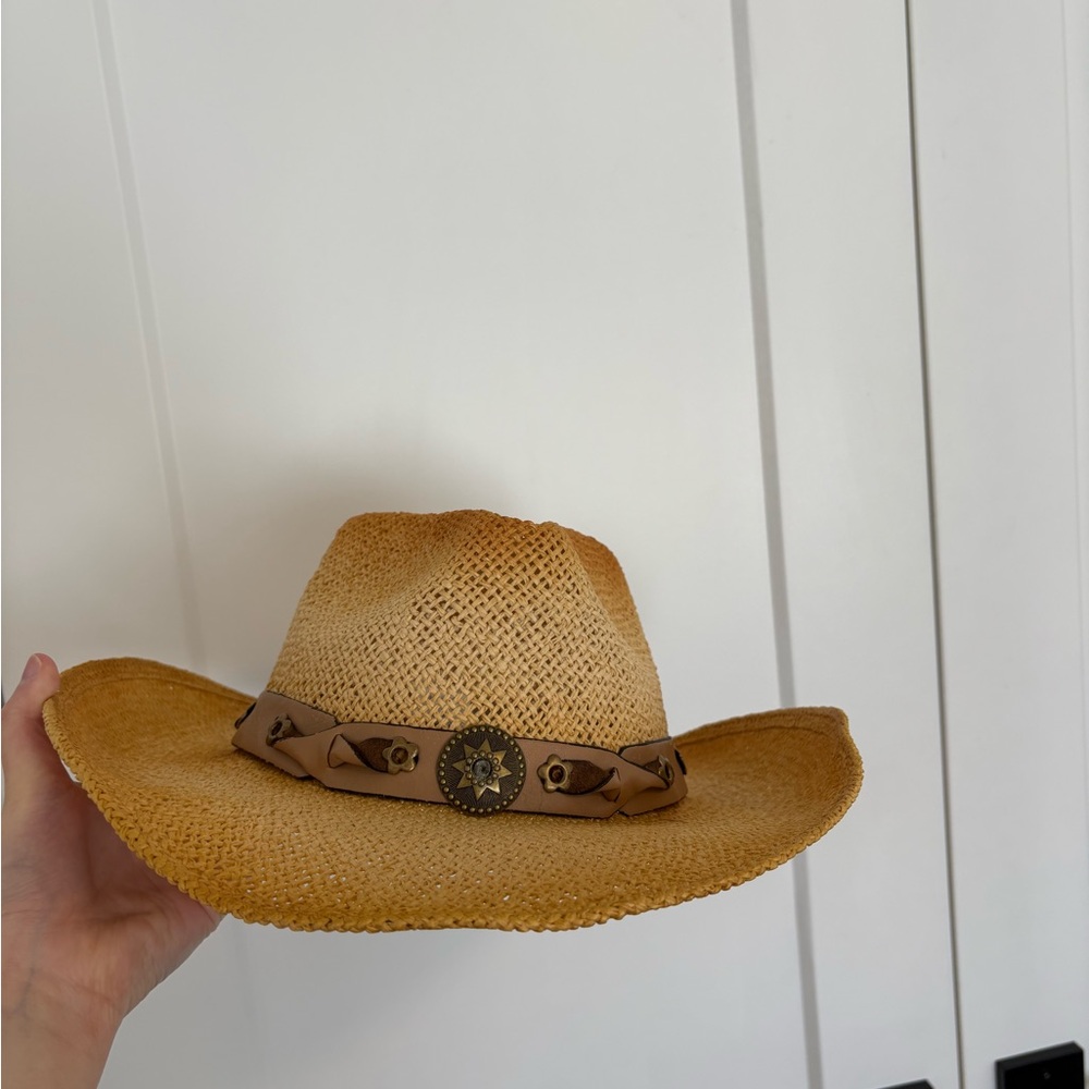 Outlaws‎ Cowboy Western Raffia Paper Straw Summer Festival Cowgirl Hat - Picture 12 of 15